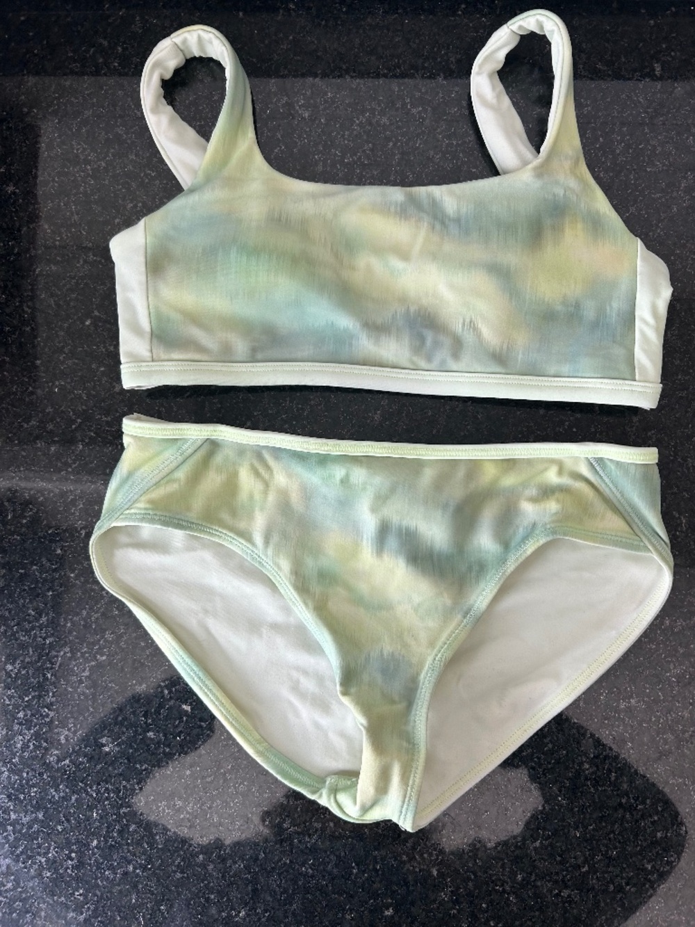 Athleta girls reversible lime green bikini size 14